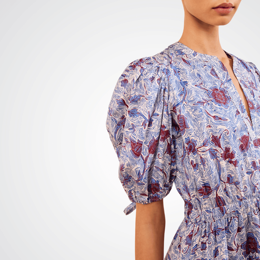 Ulla Johnson Adriana Floral Cotton Poplin Midi Dress in Gardenia – International designer fashion boutique Australia Riada Concept Woollahra