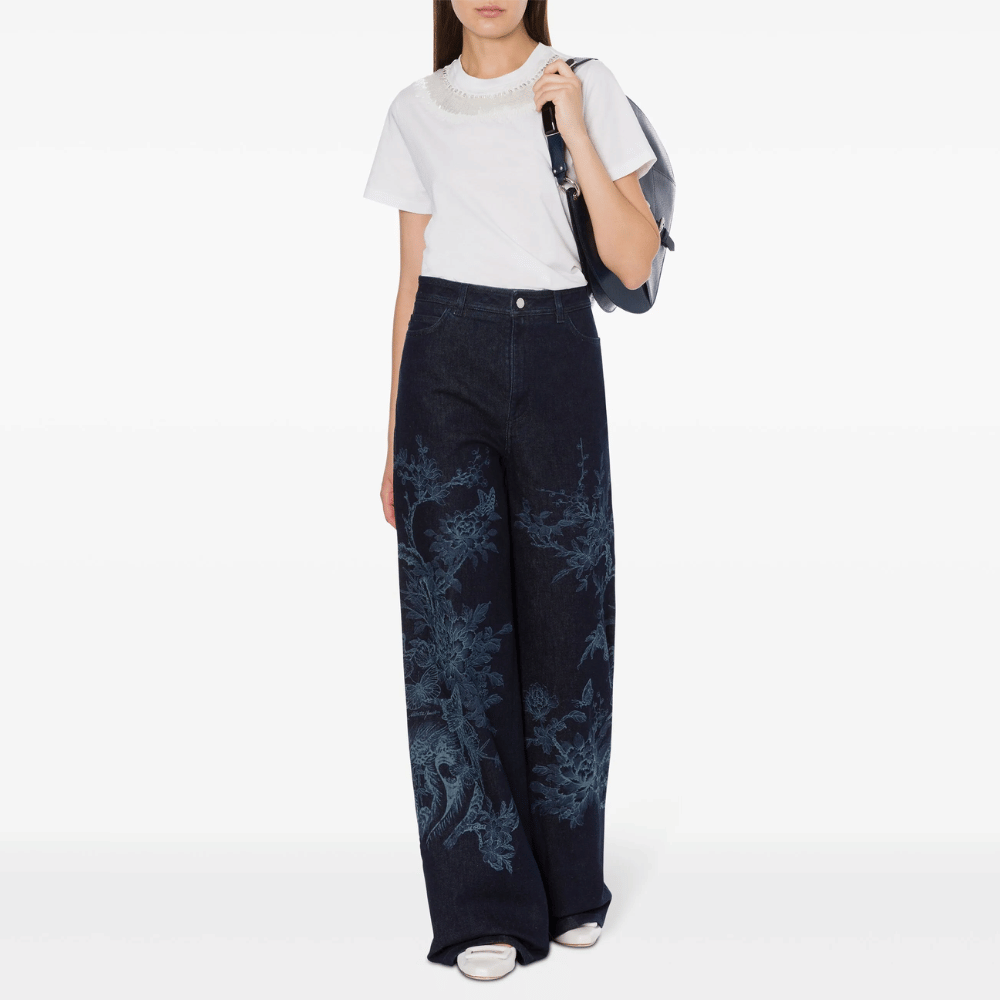Alberta Ferretti Crystal Embellished Cotton Jersey T-Shirt in White Alberta Ferretti Australia Stockist Australia Online Riada Concept Luxury Fashion Boutique