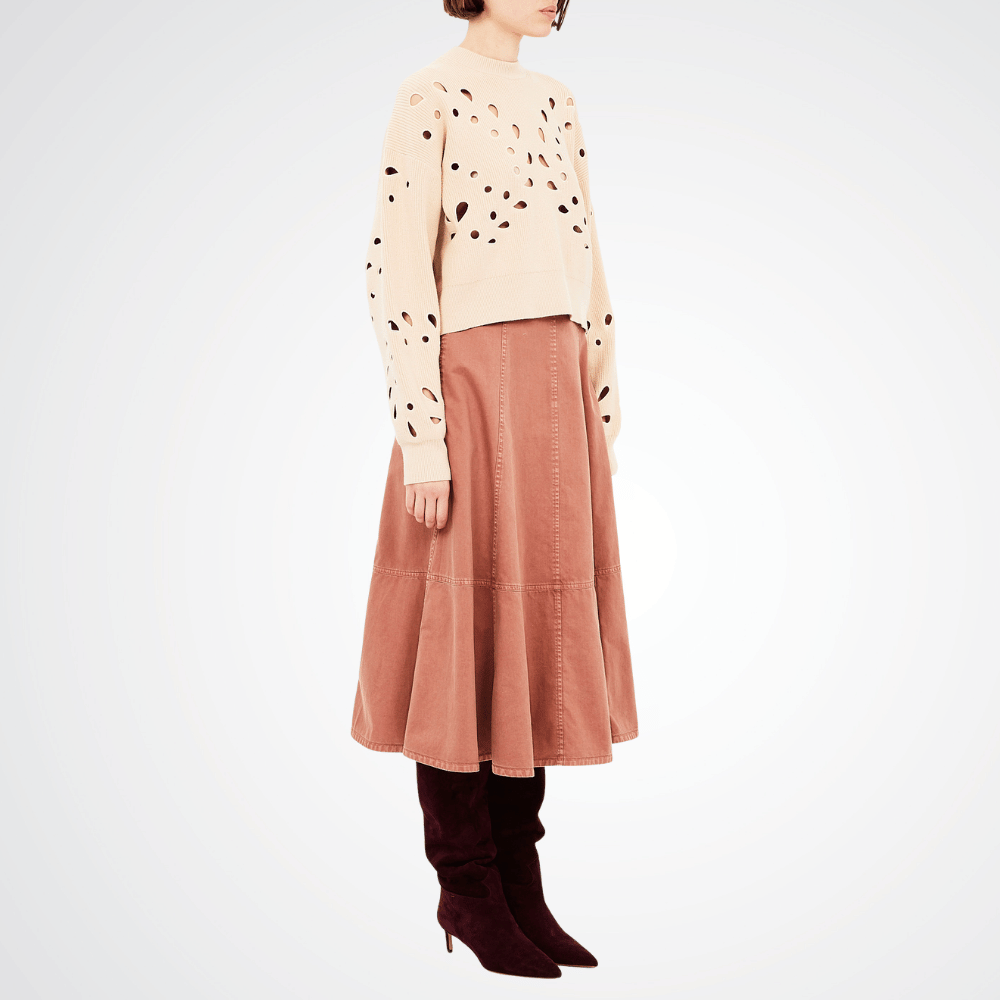 Ulla Johnson Vanessa Cutout Ribbed Knit Pullover Sweater in Beige ULLA JOHNSON Designer fashion shop online and in store High End fashion boutique Sydney Australia Riada Concept