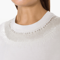 Alberta Ferretti Crystal Embellished Cotton Jersey T-Shirt in White Alberta Ferretti Australia Stockist Australia Online Riada Concept Luxury Fashion Boutique