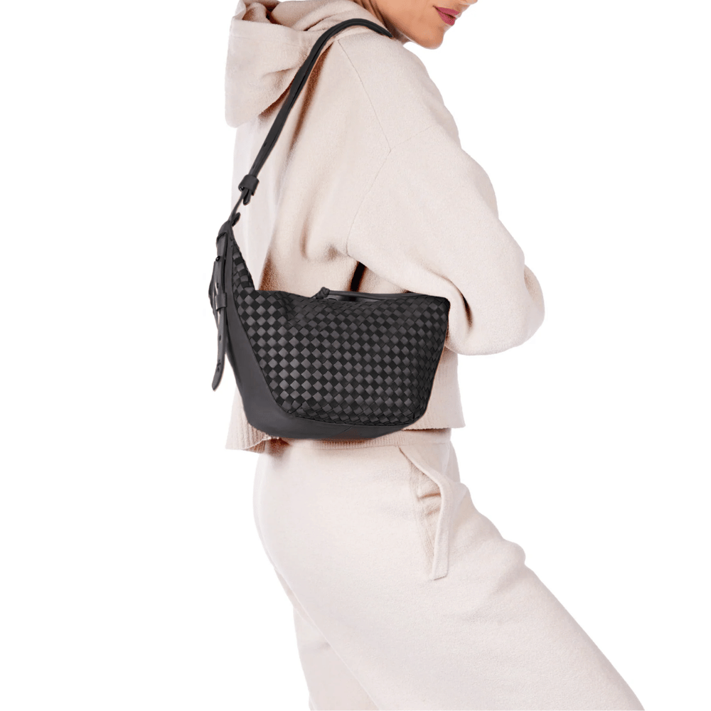 Henry Beguelin Ilenia Small Woven Calfskin Shoulder Bag in Black BD6001 HENRY BEGUELIN Designer fashion handbags shop online and in store High End fashion boutique Sydney Australia Riada Concept