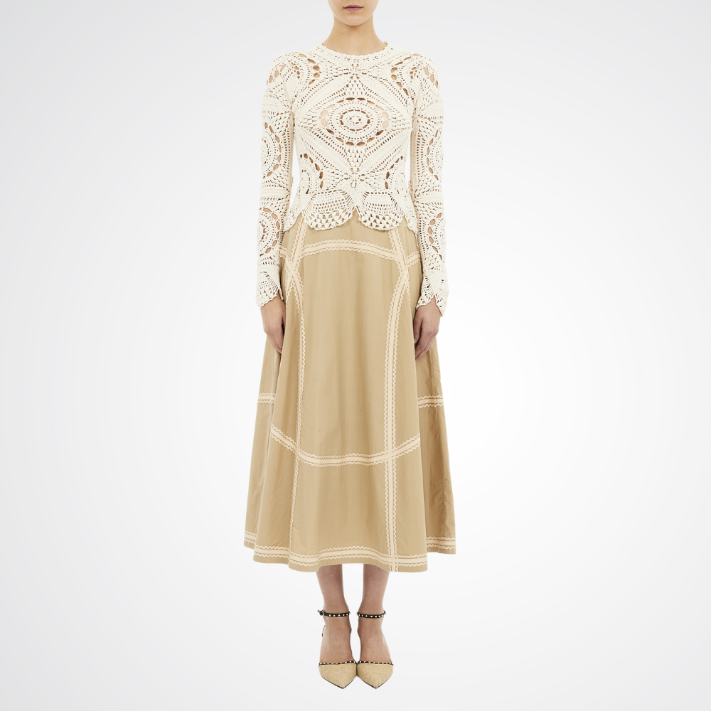 Norah A-Line Midi Skirt in Sand