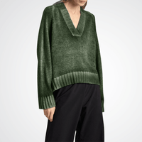 Avant Toi Hand-Painted Minibouclé V-Neck Sweater in Brugheria Green – International Designer Fashion Boutique Australia Riada Concept Woollahra