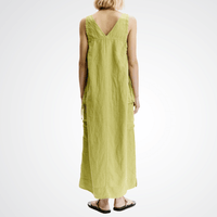 The Transit Par Such Linen Cargo Dress in Lime features a scoop neckline, deep armholes, and adjustable side drawstrings. Transit Par Such at Riada Concept Designer fashion shop online and in store High End fashion boutique Sydney Australia Riada Concept
