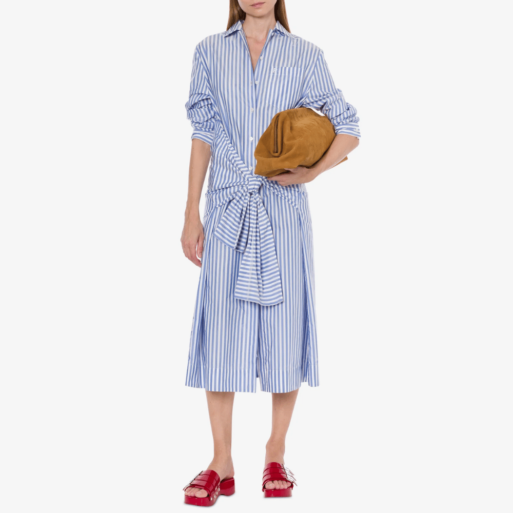 Philosophy di Lorenzo Serafini Striped Cotton Shirt Dress in Blue and White, international luxury fashion brands available at Riada Concept Woollahra, Sydney Australia and online