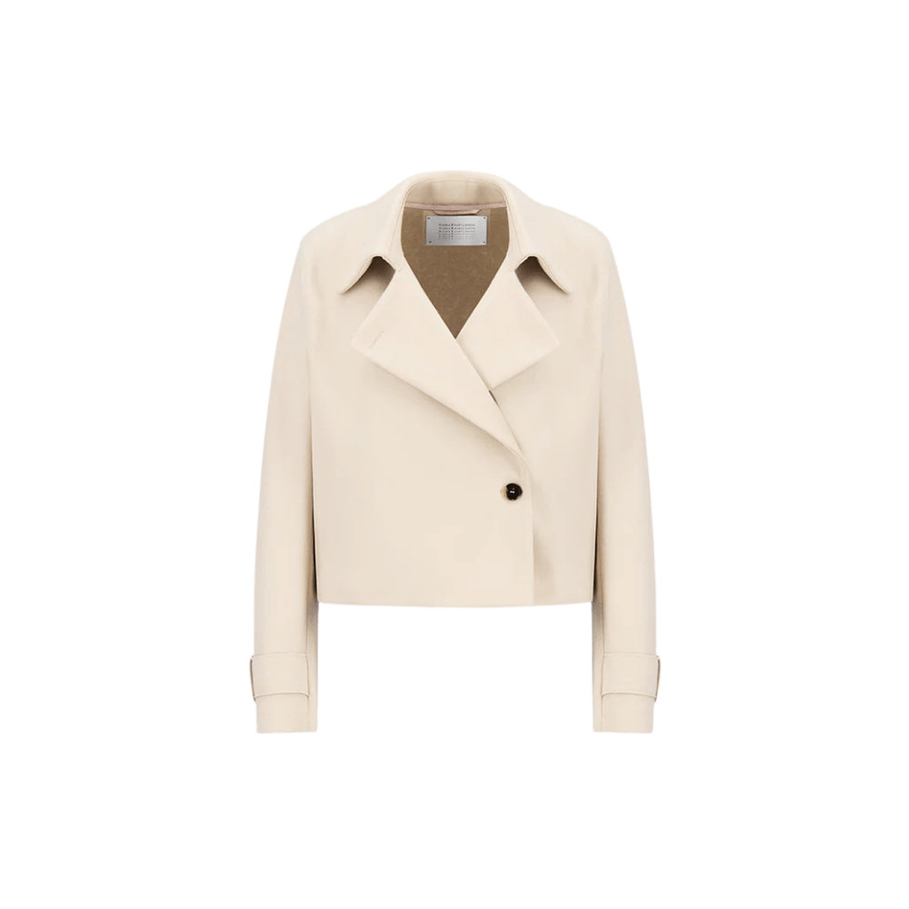 Harris Wharf London Cropped Cashmere-Blend Trench Jacket in Almond – International designer fashion boutique Australia Riada Concept Woollahra