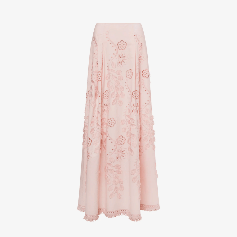 Alberta Ferretti Sangallo Embroidered Long Skirt in Pink – Riada Concept