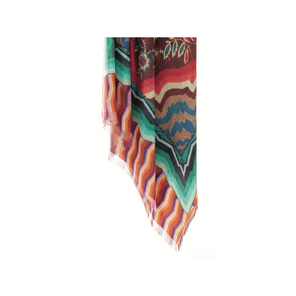 Aloe ultrawash scarf printed in green and red