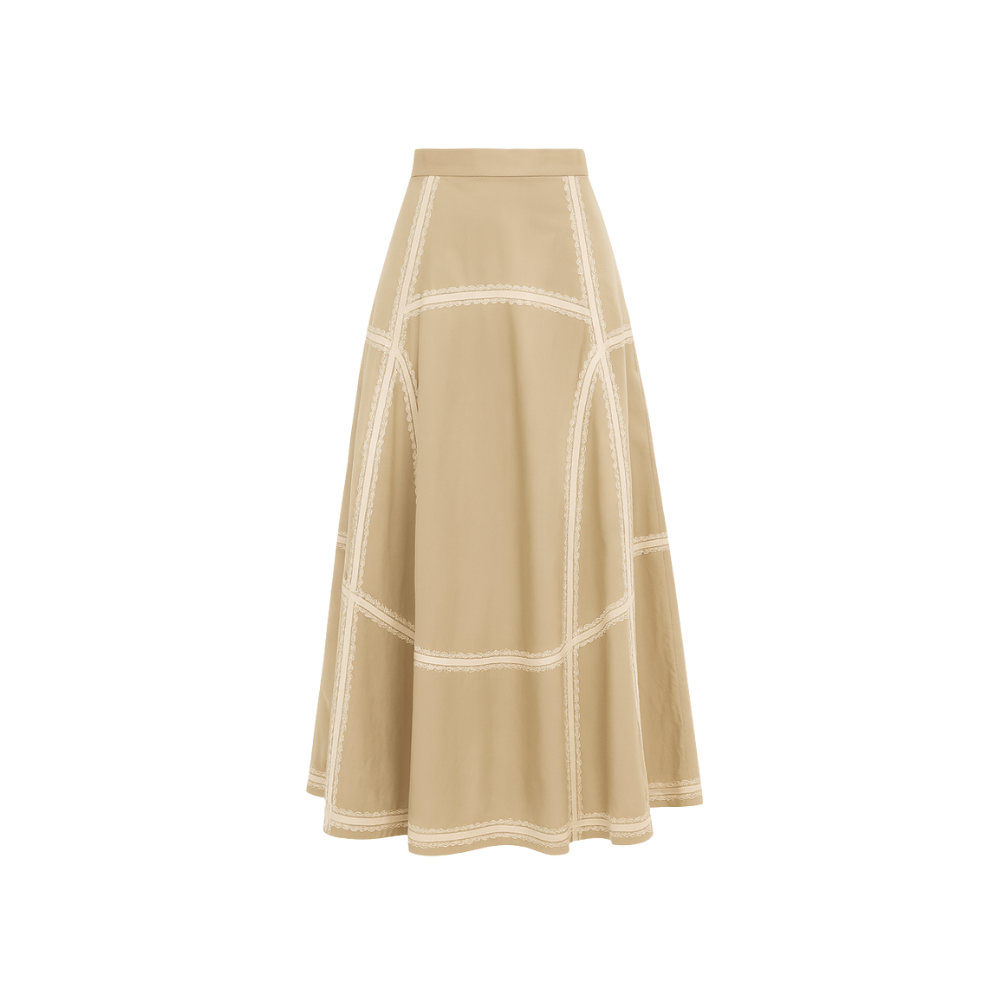Ulla Johnson Norah A-Line Midi Skirt in Sand – luxury cotton midi skirt Australia Available instore and online at Riada Concept, Woollahra — Sydney’s destination for a curated selection of international luxury brands