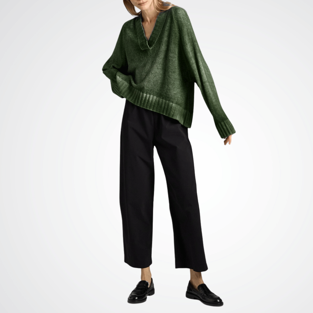 Avant Toi Hand-Painted Minibouclé V-Neck Sweater in Brugheria Green – International Designer Fashion Boutique Australia Riada Concept Woollahra