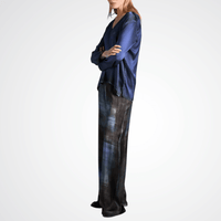 Avant Toi Murales Effect Stretch Silk Palazzo Pants in Midnight – International Designer Fashion Boutique Australia Riada Concept Woollahra