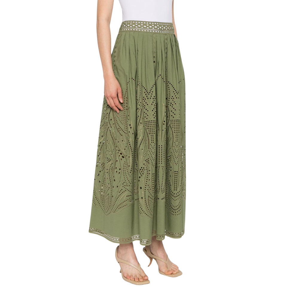 Broderie anglaise skirt in green