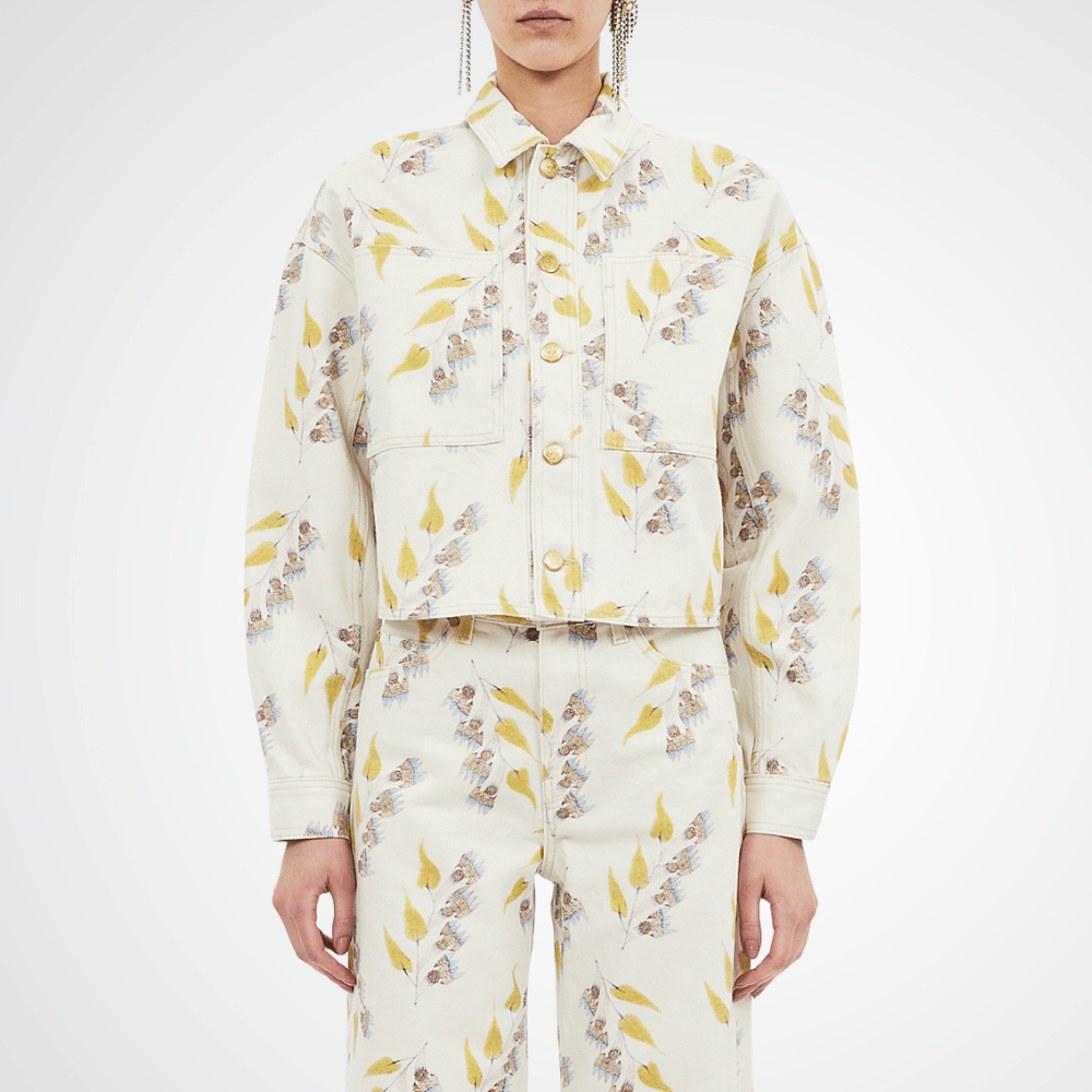 Ulla Johnson Bobbi Cropped Jacket in Infinite Flower – luxury cotton floral denim jacket Australia Available instore and online at Riada Concept, Woollahra — Sydney’s destination for a curated selection of international luxury brands