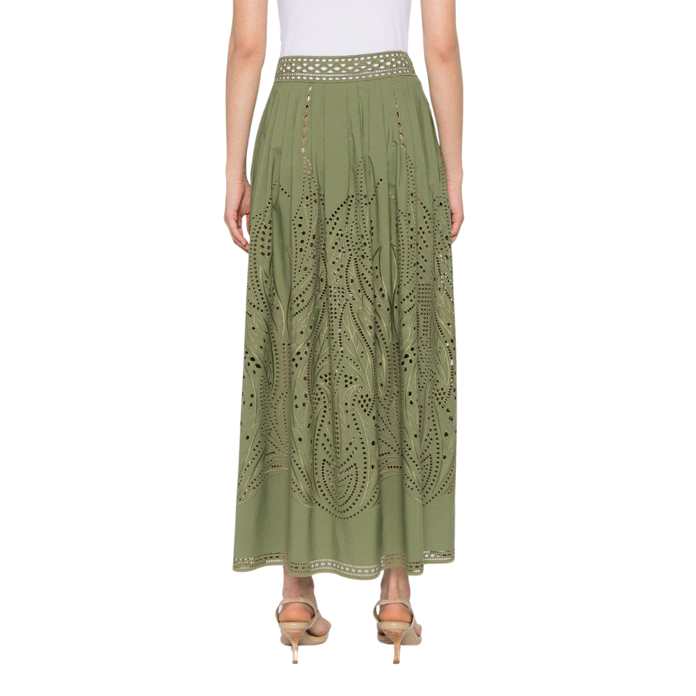 Broderie anglaise skirt in green