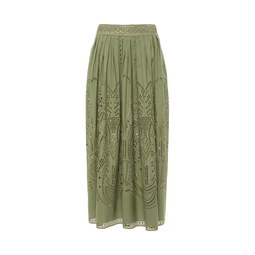 Broderie anglaise skirt in green