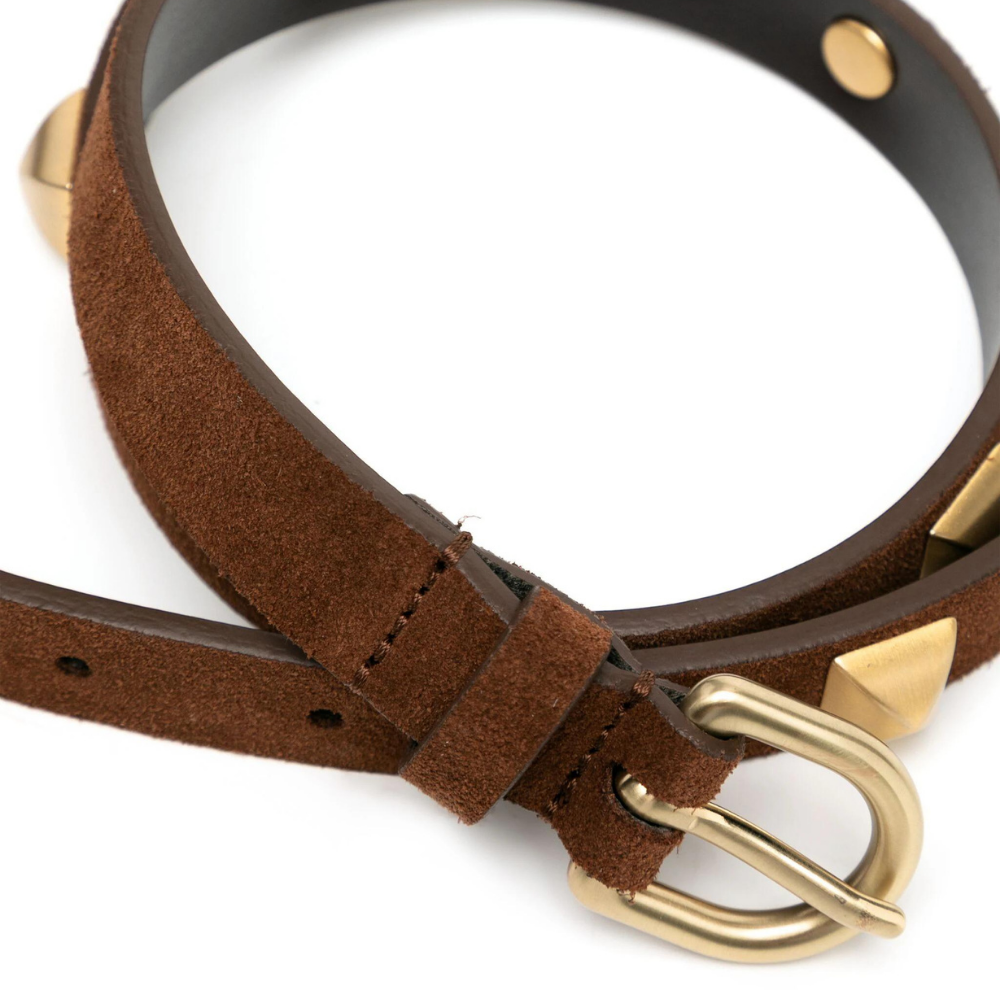 Suede calf belt in brown