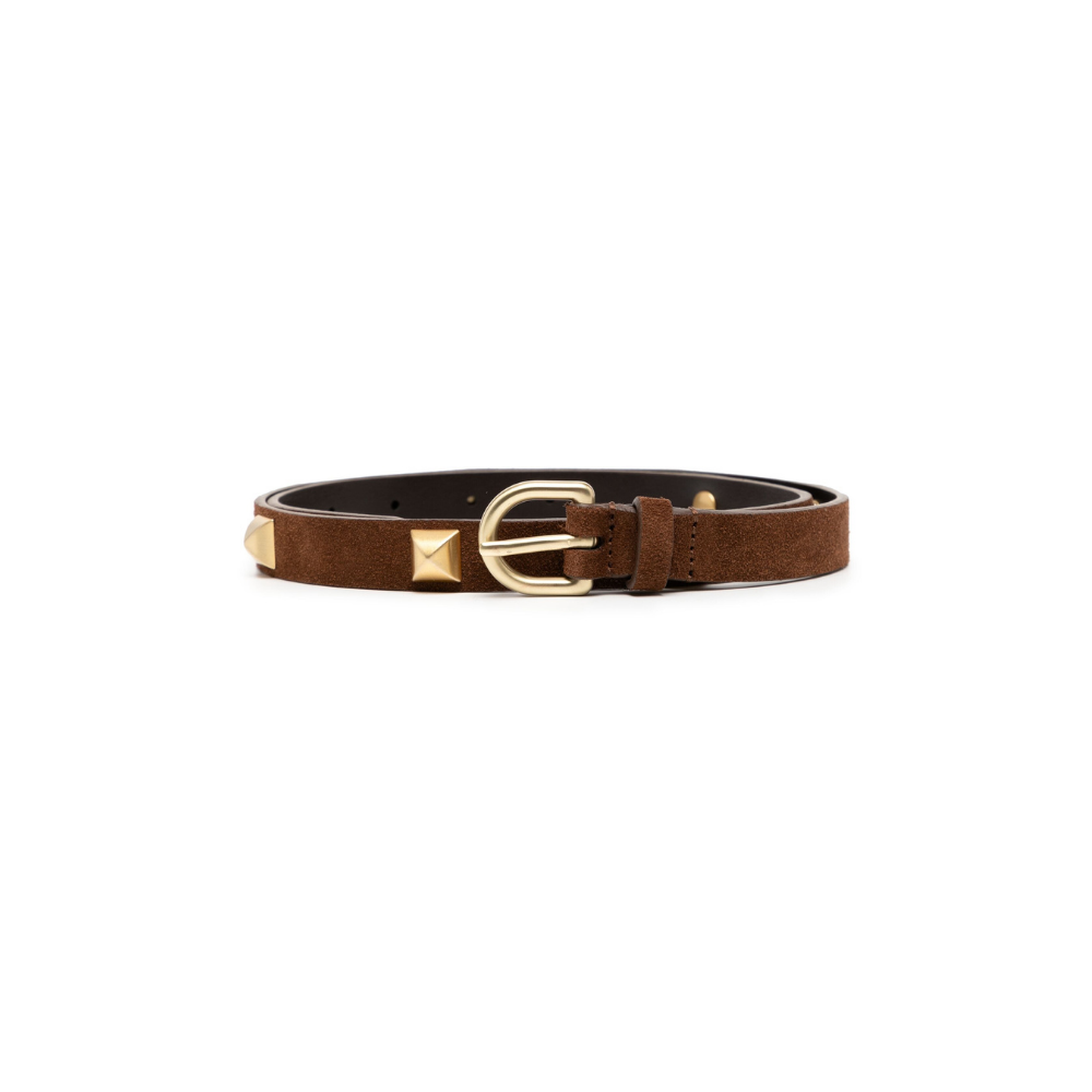 Suede calf belt in brown