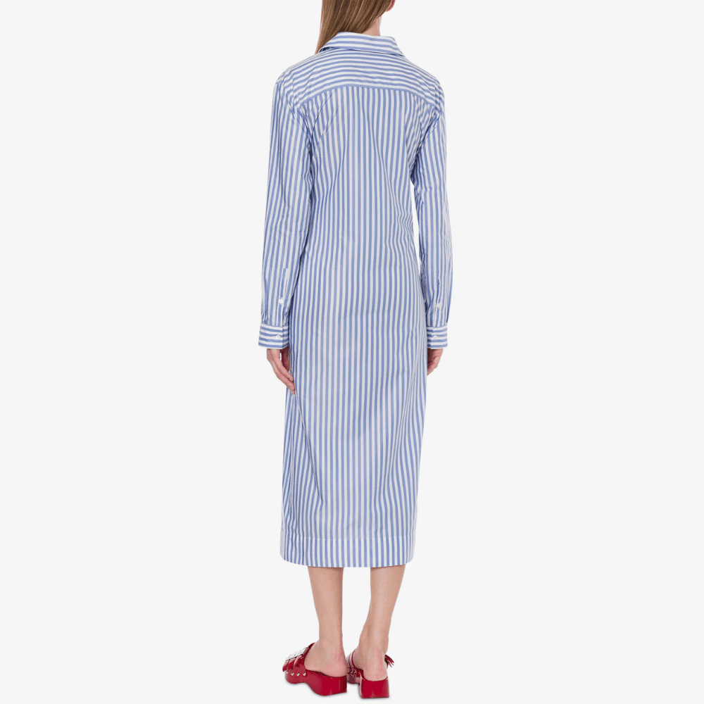 Philosophy di Lorenzo Serafini Striped Cotton Shirt Dress in Blue and White, international luxury fashion brands available at Riada Concept Woollahra, Sydney Australia and online