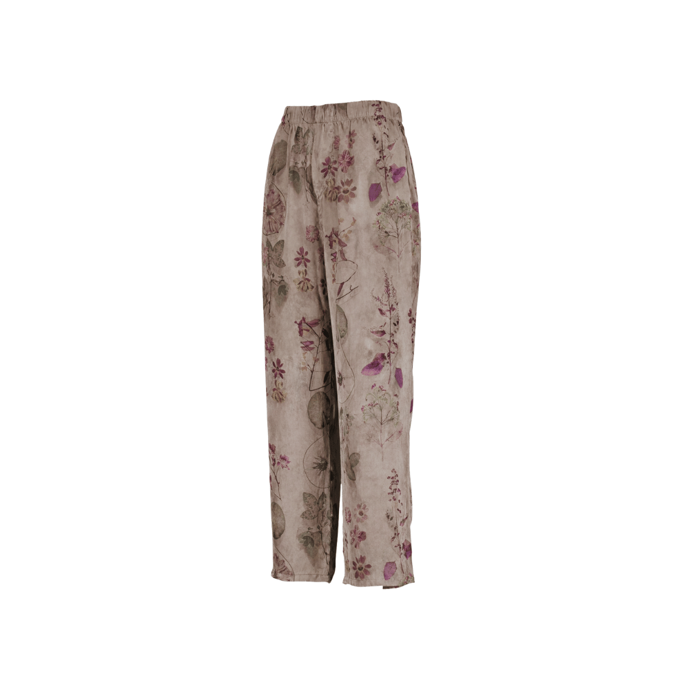 Avant Toi Faded Botanical Print Stretch Silk Pants in Taupe – International designer fashion boutique Australia Riada Concept Woollahra