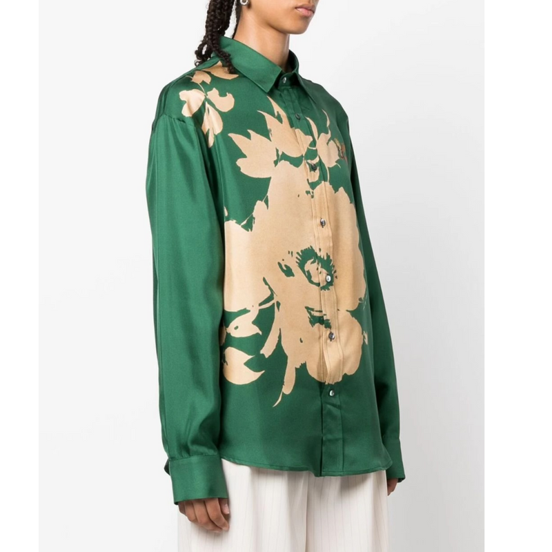Cialda floral-print silk shirt in green