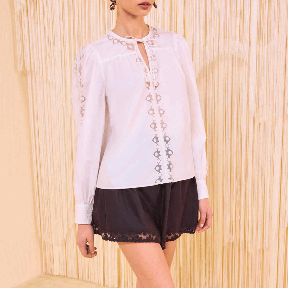 Ulla Johnson Kady Long Sleeve Cotton Blouse in White ULLA JOHNSON Designer fashion shop online and in store High End fashion boutique Sydney Australia Riada Concept