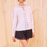 Ulla Johnson Kady Long Sleeve Cotton Blouse in White ULLA JOHNSON Designer fashion shop online and in store High End fashion boutique Sydney Australia Riada Concept