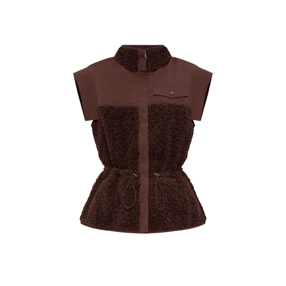 Ulla Johnson Tariet Teddy Fleece Vest in Dark Brown ULLA JOHNSON Designer fashion shop online and in store High End fashion boutique Sydney Australia Riada Concept