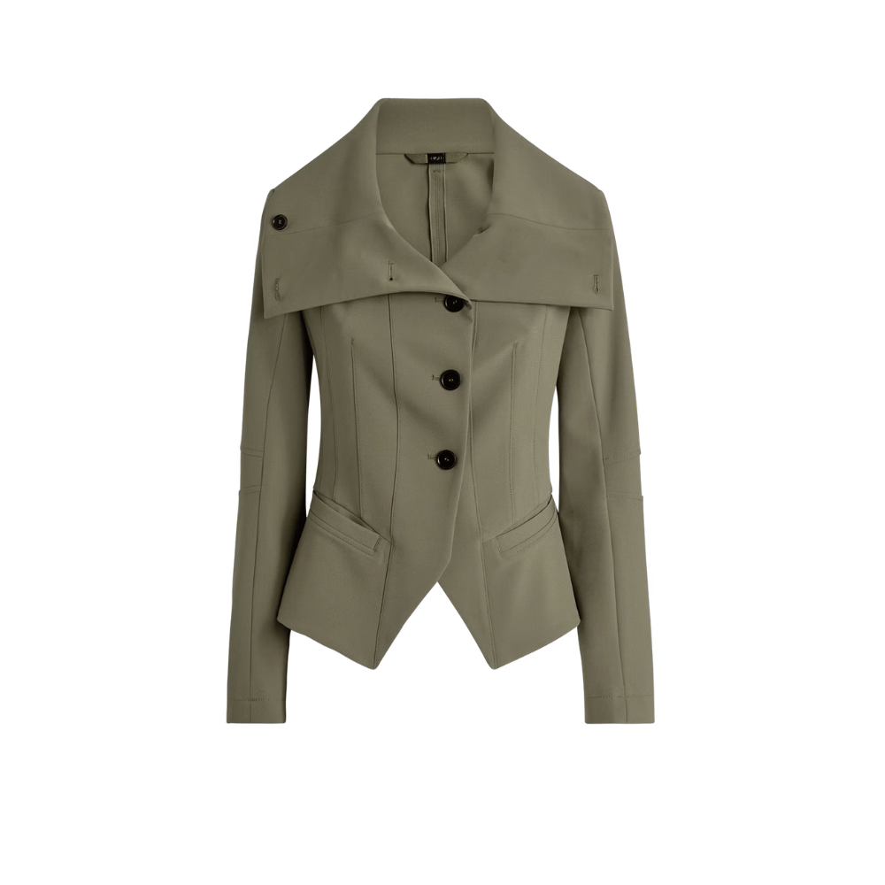 Scrunch Cady Crêpe Jacket in Clay Green