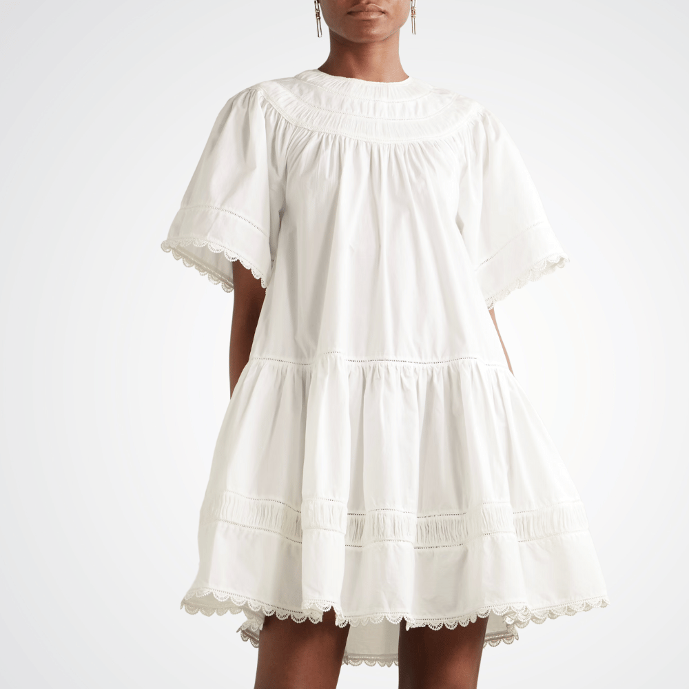 Ulla Johnson Oumi Short Sleeve Mini Dress in Cream ULLA JOHNSON Designer fashion shop online and in store High End fashion boutique Sydney Australia Riada Concept