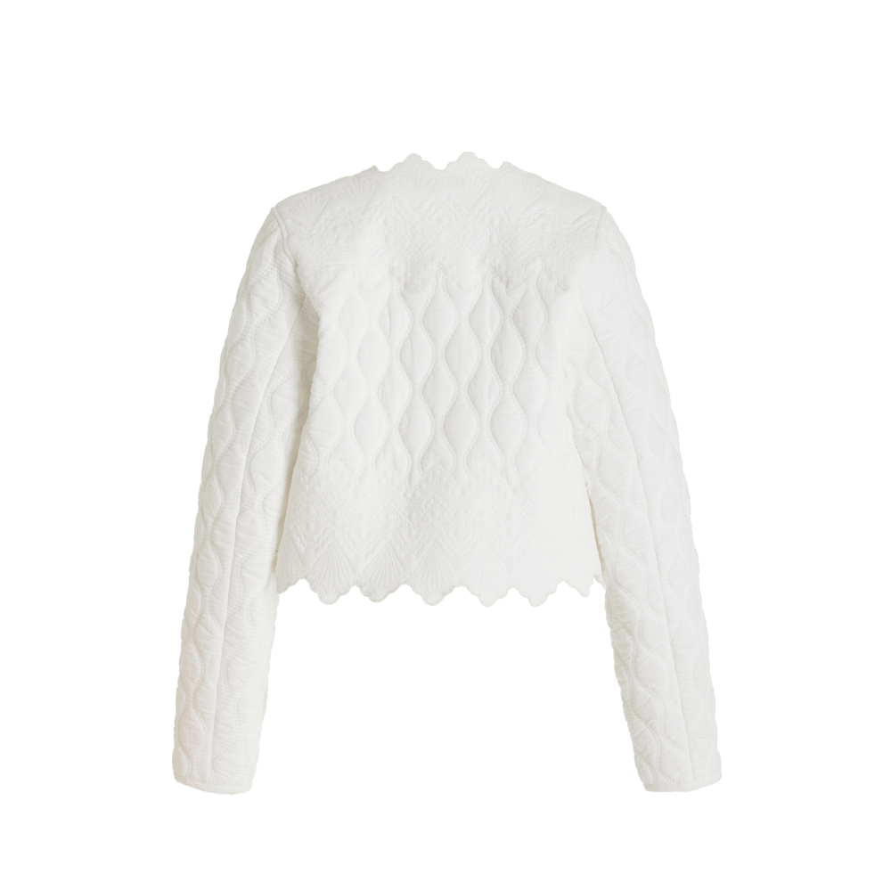 Ulla Johnson Long Sleeve Zofia Cropped Quilted Jacket in White ULLA JOHNSON Designer fashion shop online and in store High End fashion boutique Sydney Australia Riada Concept