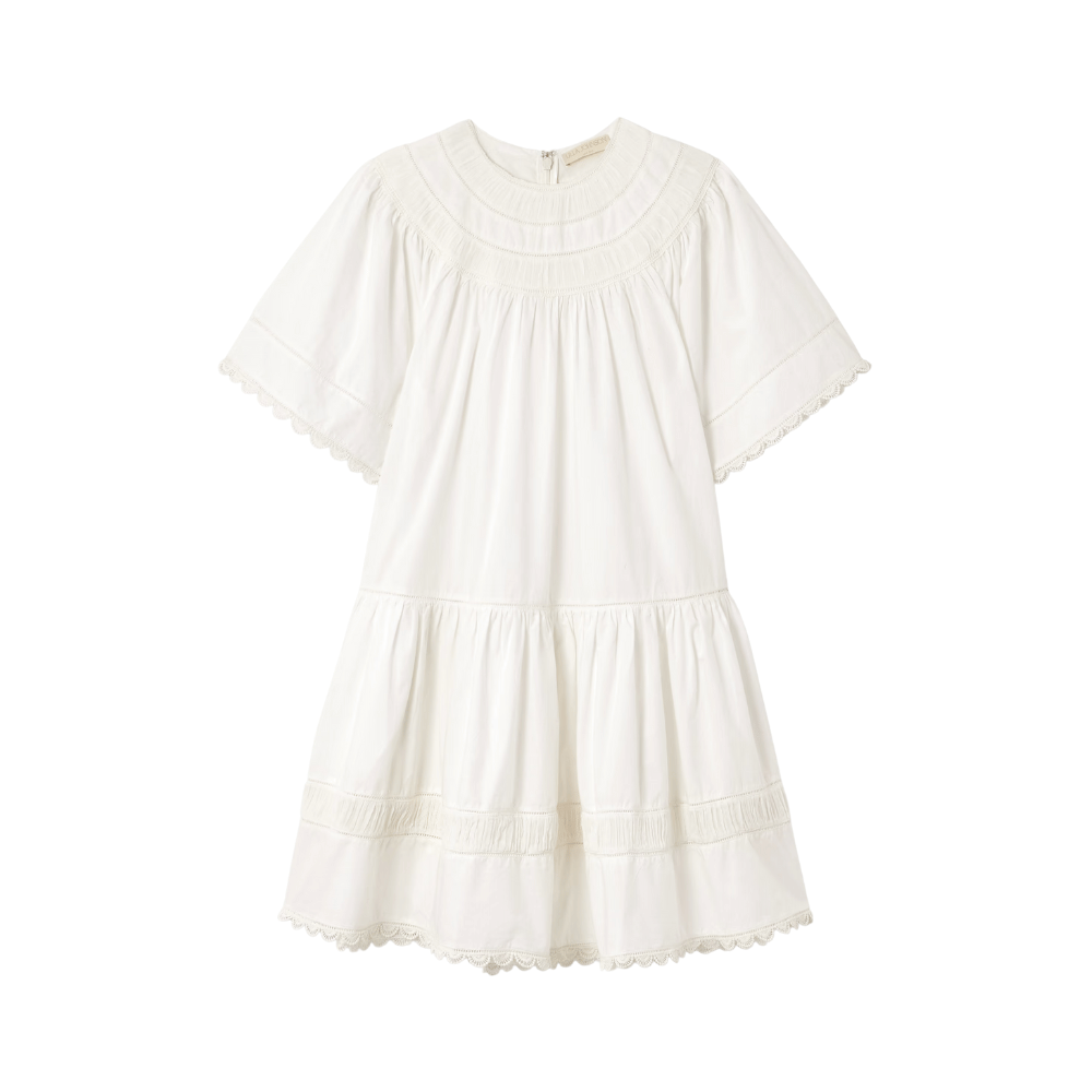Ulla Johnson Oumi Short Sleeve Mini Dress in Cream ULLA JOHNSON Designer fashion shop online and in store High End fashion boutique Sydney Australia Riada Concept