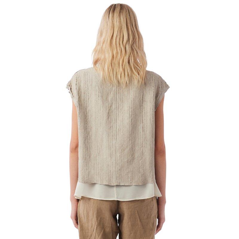 Textural leather shirt in sand