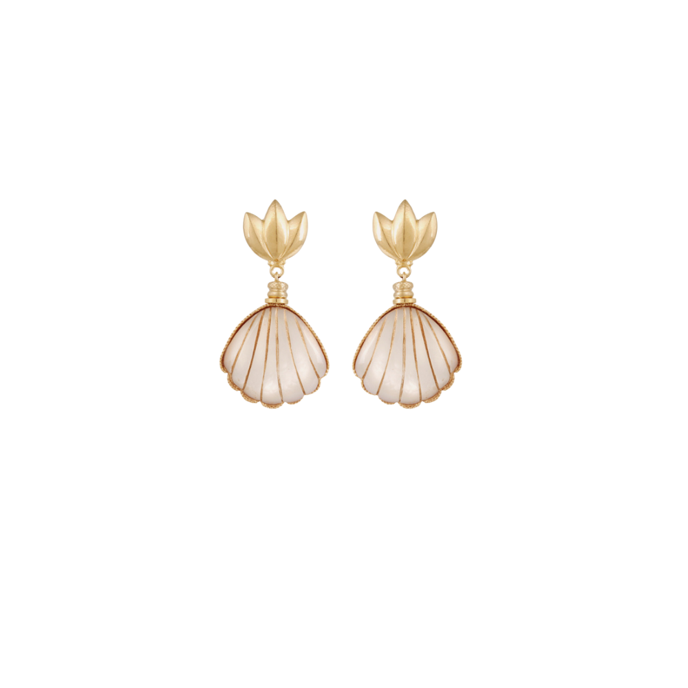 Sanibel earrings gold - White Mother-of-pearl