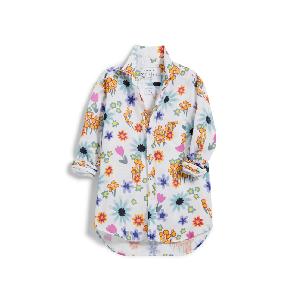 Eileen Relaxed Button-Up Shirt in hot pink floral