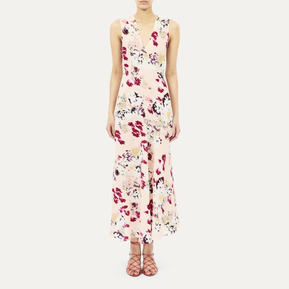 Elowen Sleeveless Silk Dress in Summer Garden