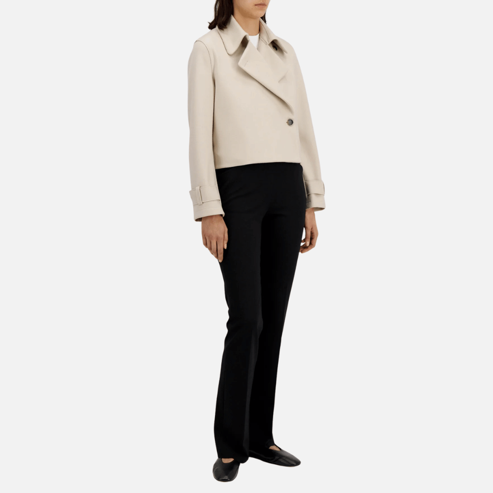 Harris Wharf London Cropped Cashmere-Blend Trench Jacket in Almond – International designer fashion boutique Australia Riada Concept Woollahra