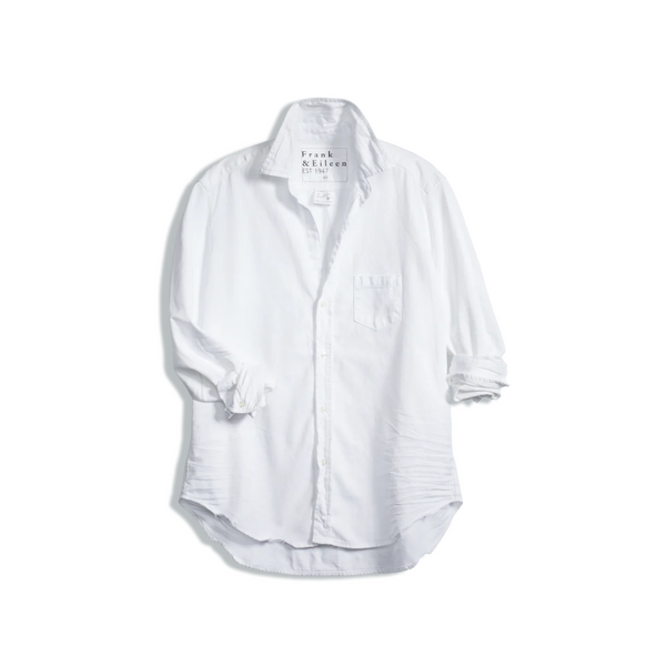 Eileen relaxed button-up shirt in white tattered wash denim