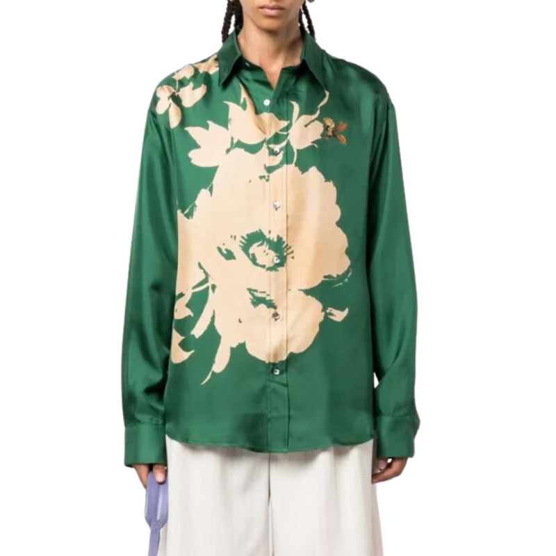 Cialda floral-print silk shirt in green