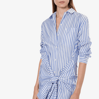 Philosophy di Lorenzo Serafini Striped Cotton Shirt Dress in Blue and White, international luxury fashion brands available at Riada Concept Woollahra, Sydney Australia and online
