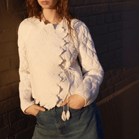 Ulla Johnson Long Sleeve Zofia Cropped Quilted Jacket in White ULLA JOHNSON Designer fashion shop online and in store High End fashion boutique Sydney Australia Riada Concept