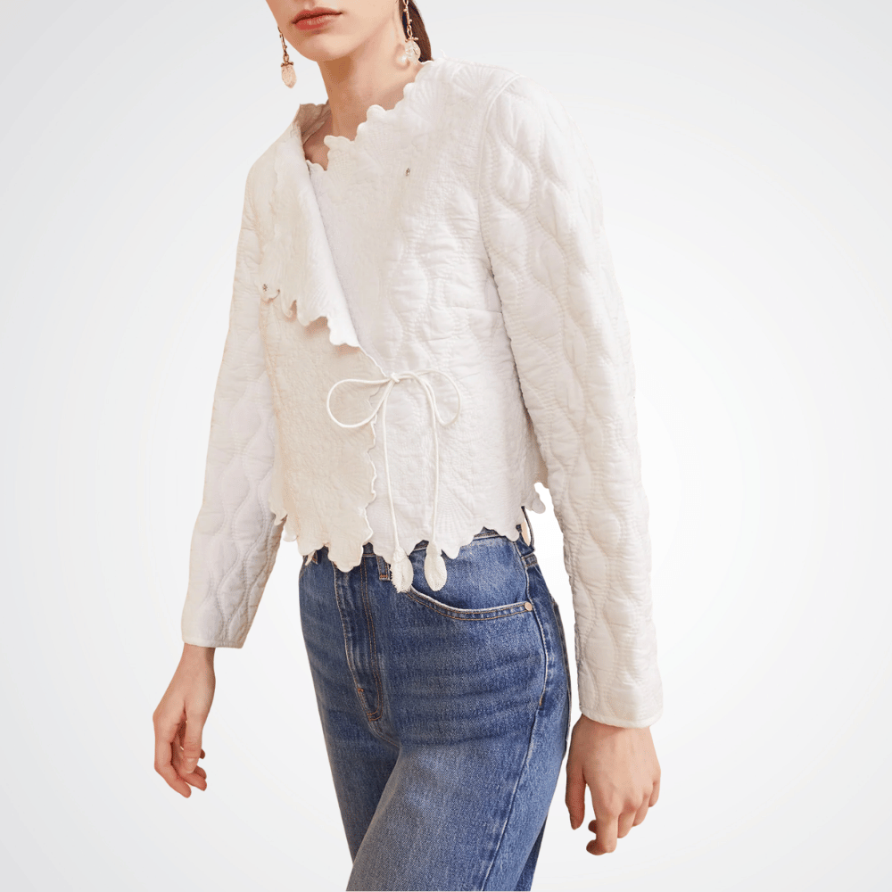 Ulla Johnson Long Sleeve Zofia Cropped Quilted Jacket in White ULLA JOHNSON Designer fashion shop online and in store High End fashion boutique Sydney Australia Riada Concept