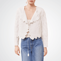 Ulla Johnson Long Sleeve Zofia Cropped Quilted Jacket in White ULLA JOHNSON Designer fashion shop online and in store High End fashion boutique Sydney Australia Riada Concept