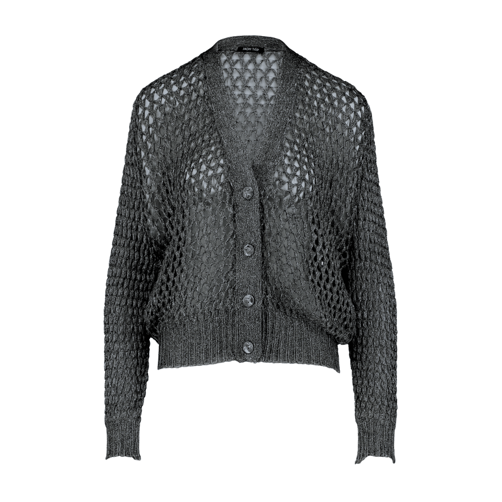 Lace Stitch Cashmere Silk V-Neck Cardigan in Husky