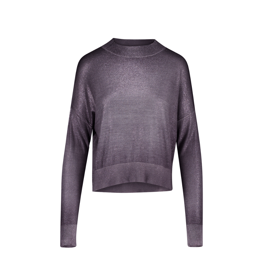 Laminated Mock Neck Pullover in Ardesia