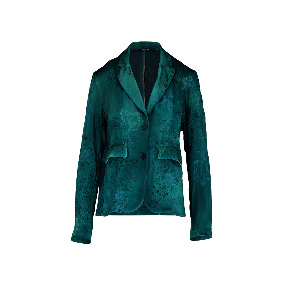 Avant Toi Fitted Stretch Silk Blazer with Poppy Embroidery in Menta – International designer fashion boutique Australia Riada Concept Woollahra