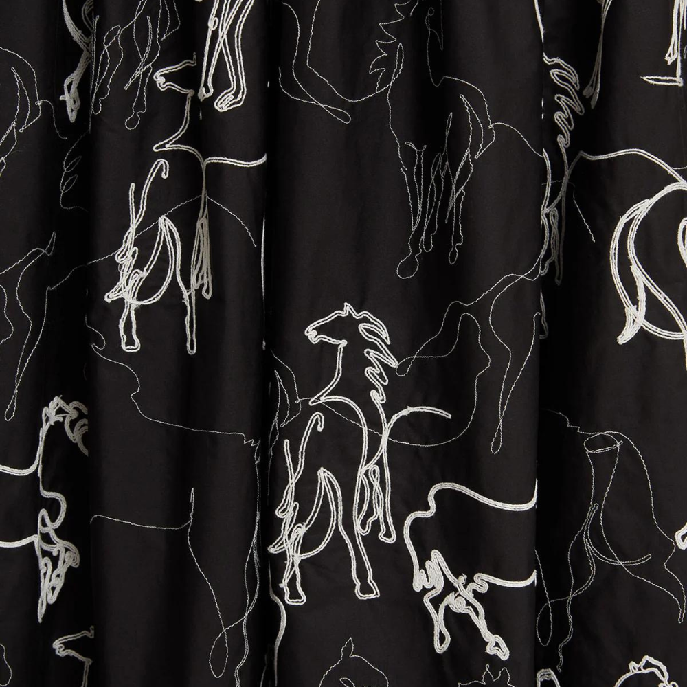 Ombretta Skirt with Wild Horse Embroidery in black