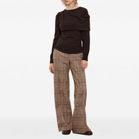 P.A.R.O.S.H. Check Wide-Leg Trousers in Brown Bordeaux – International designer fashion boutique Australia Riada Concept Woollahra