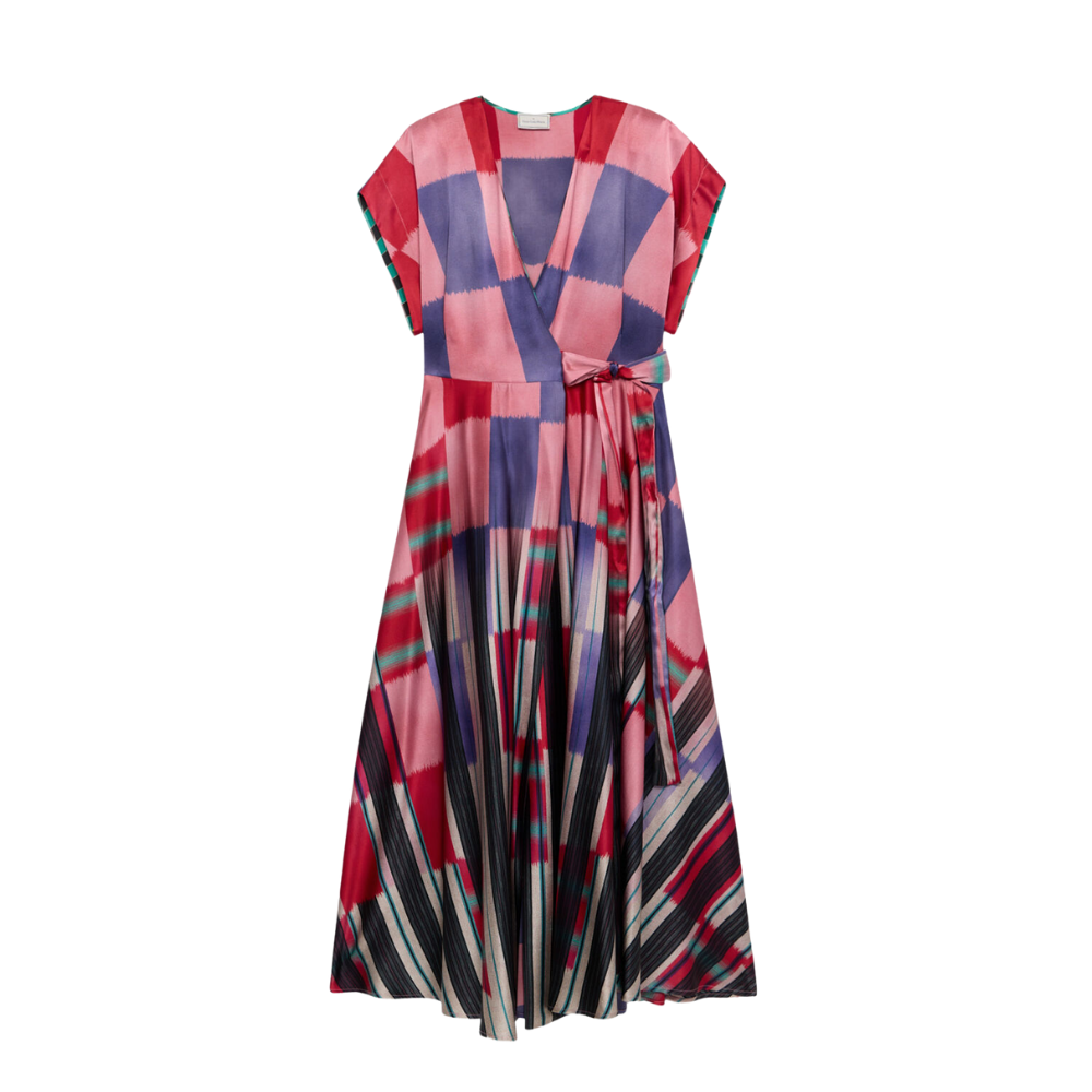 ADANASTR Dress Silk in Multicolour Pink