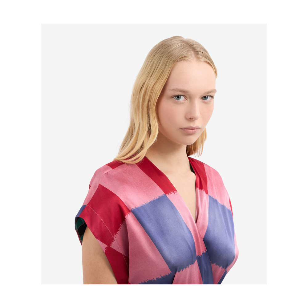 ADANASTR Dress Silk in Multicolour Pink