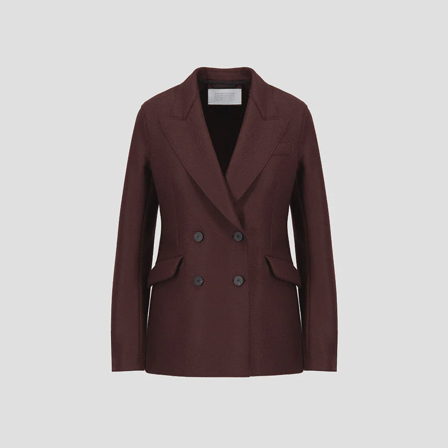 Double-Breasted Tailored Wool Blazer in Cinabre